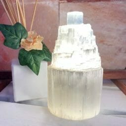 Selenite Tower Lamp 15cm | Himalayan Salt Factory