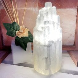 Selenite Tower Lamp 20cm | Himalayan Salt Factory