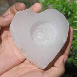 Heart Selenite Tealight Candle Holder | Himalayan Salt Factory