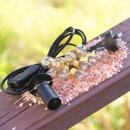 Black Lamp Cord + 10 Bulbs (15W)
