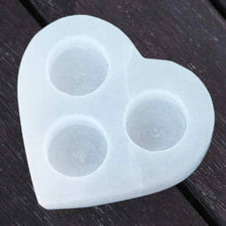 Heart Selenite 3 Hole Tealight Candle Holder