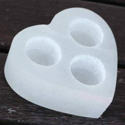 Heart Selenite 3 Hole Tealight Candle Holder