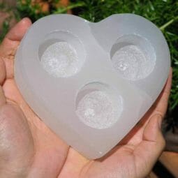 Heart Selenite 3 Hole Tealight Candle Holder