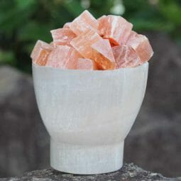 Selenite Fire Bowl Lamp with orange selenite chunks opt 2