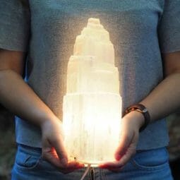 Selenite Tower Lamp 30cm