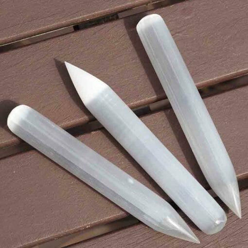 Selenite Wands with Pointed Ends x 3