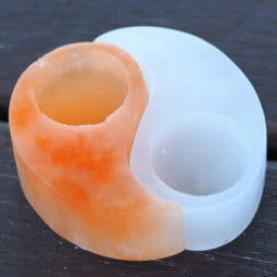 Selenite Ying Yang Shaped Tealight Candle Holder