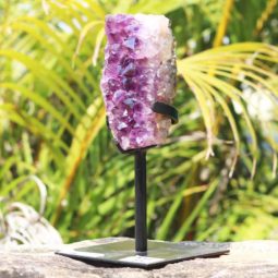 0.82kg Natural Amethyst Geode Sculpture on Iron Stand [AME15]