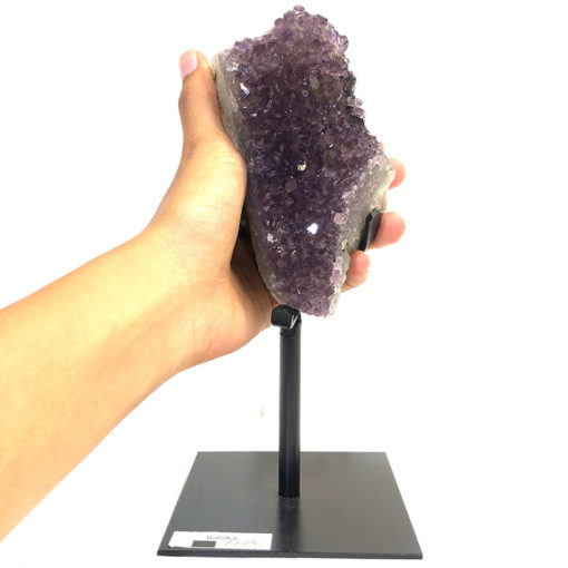 0.82kg Natural Amethyst Geode Sculpture on Iron Stand [AME18]