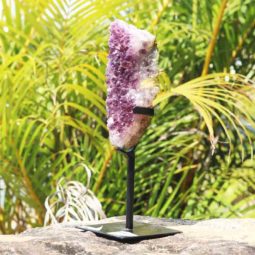 0.98kg Natural Amethyst Geode Sculpture on Iron Stand [AME14]