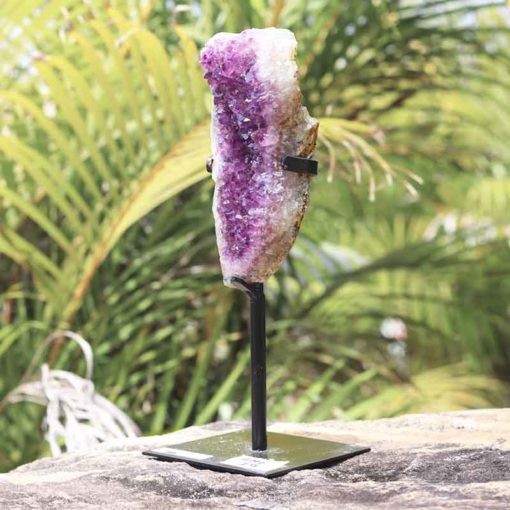 0.98kg Natural Amethyst Geode Sculpture on Iron Stand [AME19]