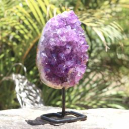 1.275kg Natural Amethyst Geode Sculpture on Iron Stand [AME30]