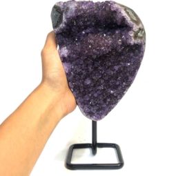 1.86kg Natural Amethyst Geode Sculpture on Iron Stand [AME31]