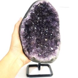 2.085kg Natural Amethyst Geode Sculpture on Iron Stand [AME32]