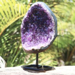 2.085kg Natural Amethyst Geode Sculpture on Iron Stand [AME32]