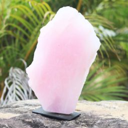 2.35kg Natural Rose Quartz Sculpture on Iron Stand | Himalayan Salt Factory