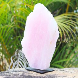 2.35kg Natural Rose Quartz Sculpture on Iron Stand | Himalayan Salt Factory