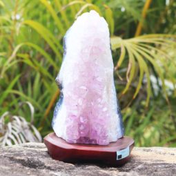 2.85kg Natural Amethyst Lamp with Timber Base [CRY409] | Himalayan Salt Factory