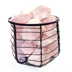 Basket Light with Rose Quartz Chunks
