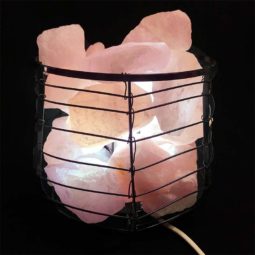 Basket Light with Rose Quartz Chunks