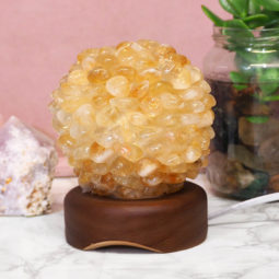 Citrine Ball Lamp with Timber Base - White LED Bulb