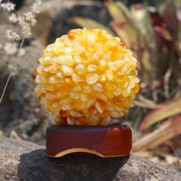 Citrine Ball Lamp with Timber Base - White LED Bulb 22 Citrine Ball Lamp with Timber Base