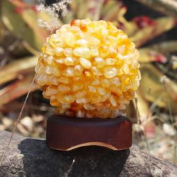 Citrine Ball Lamp with Timber Base - White LED Bulb 21 Citrine Ball Lamp with Timber Base