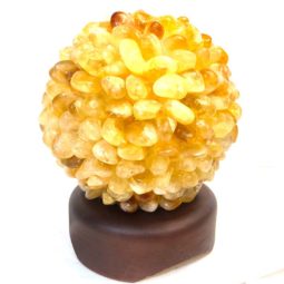 Citrine Ball Lamp with Timber Base - White LED Bulb 17 Citrine Ball Lamp with Timber Base