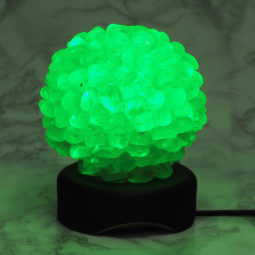 Clear Quartz Ball Lamp with Timber Base - Green LED Bulb | Himalayan Salt Factory