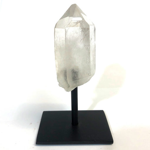 Clear Quartz Crystal Point On Metal Stand