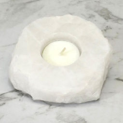 Clear Quartz Tealight Candle Holder - Polished 14 Clear Quartz Slab Tealight Candle Holder