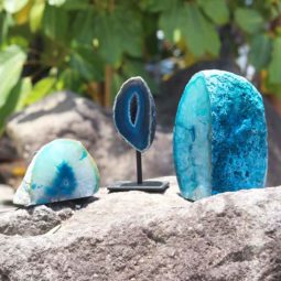 Earthy Blue Agate Set - 3 Units [E] | Himalayan Salt Factory