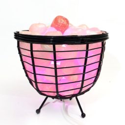 Large Basket Light with Rose Quartz
