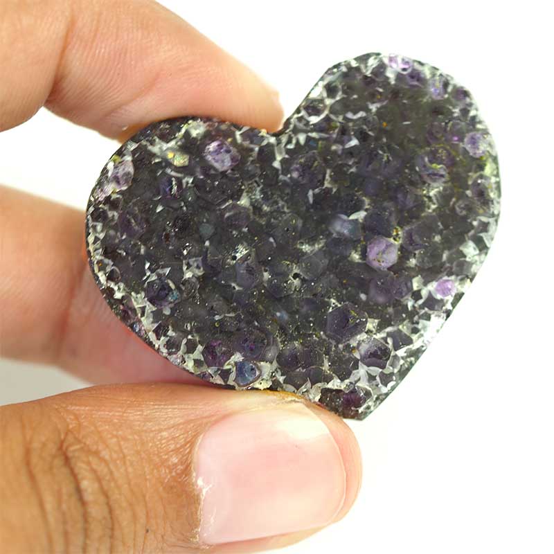 Natural Amethyst Druzy Heart Shape - A3 4 Natural Amethyst Druzy Heart Shape