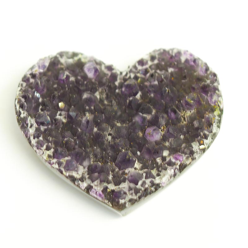Natural Amethyst Druzy Heart Shape - A3 3 Natural Amethyst Druzy Heart Shape - A3