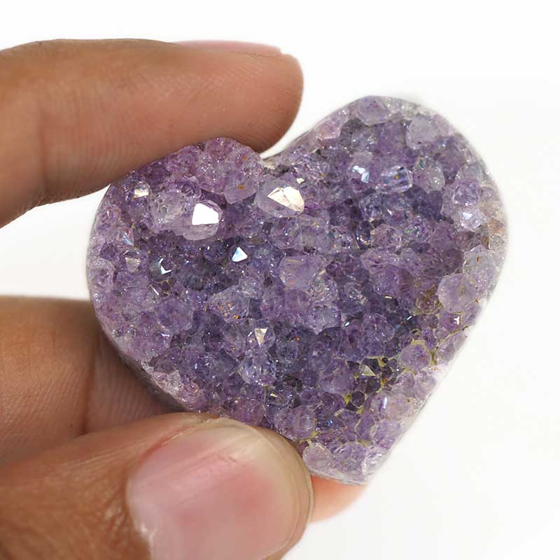 Natural Amethyst Druzy Heart Shape - B4 4 Natural Amethyst Druzy Heart Shape