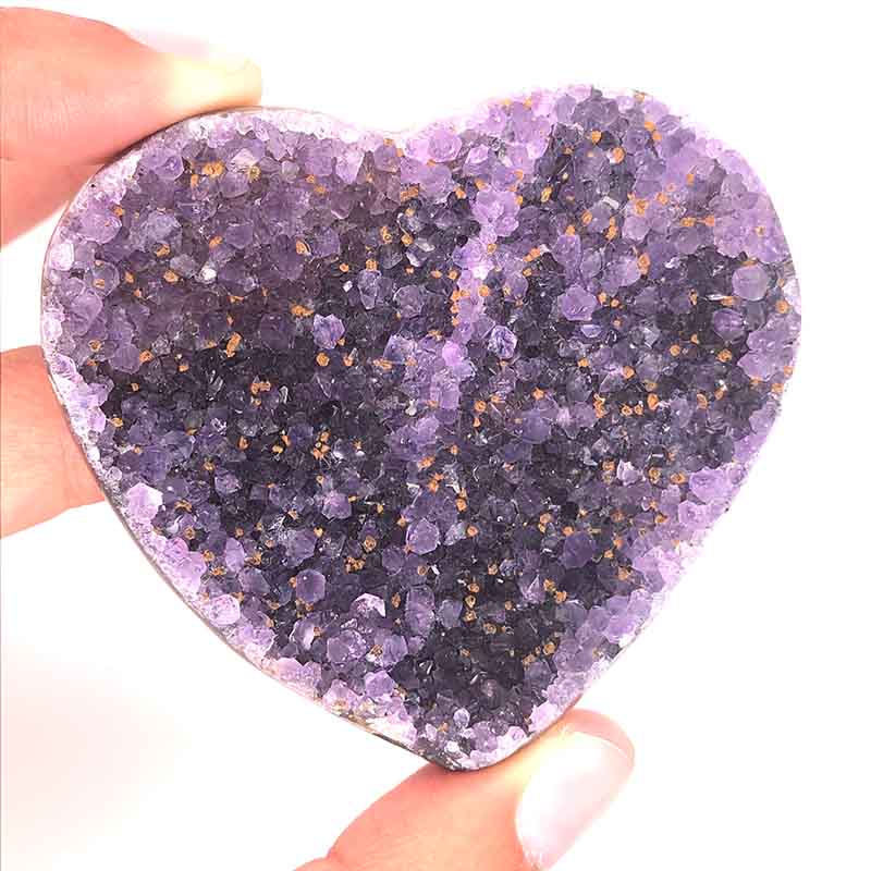 Natural Amethyst Druzy Heart Shape - D3 3 Natural Amethyst Druzy Heart Shape