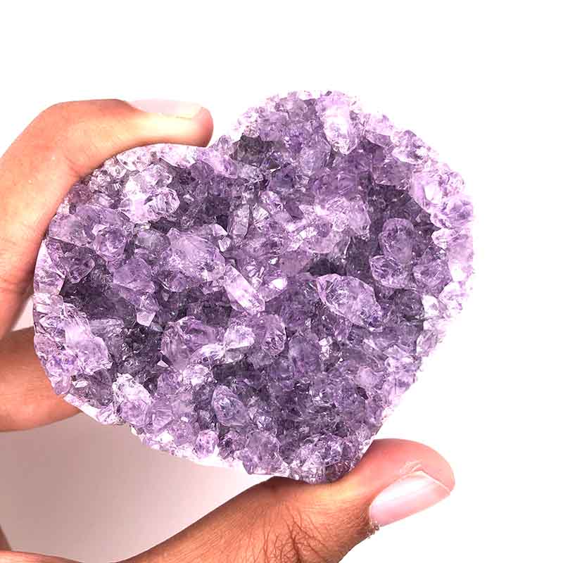 Natural Amethyst Druzy Heart Shape - D2 5 Natural Amethyst Druzy Heart Shape
