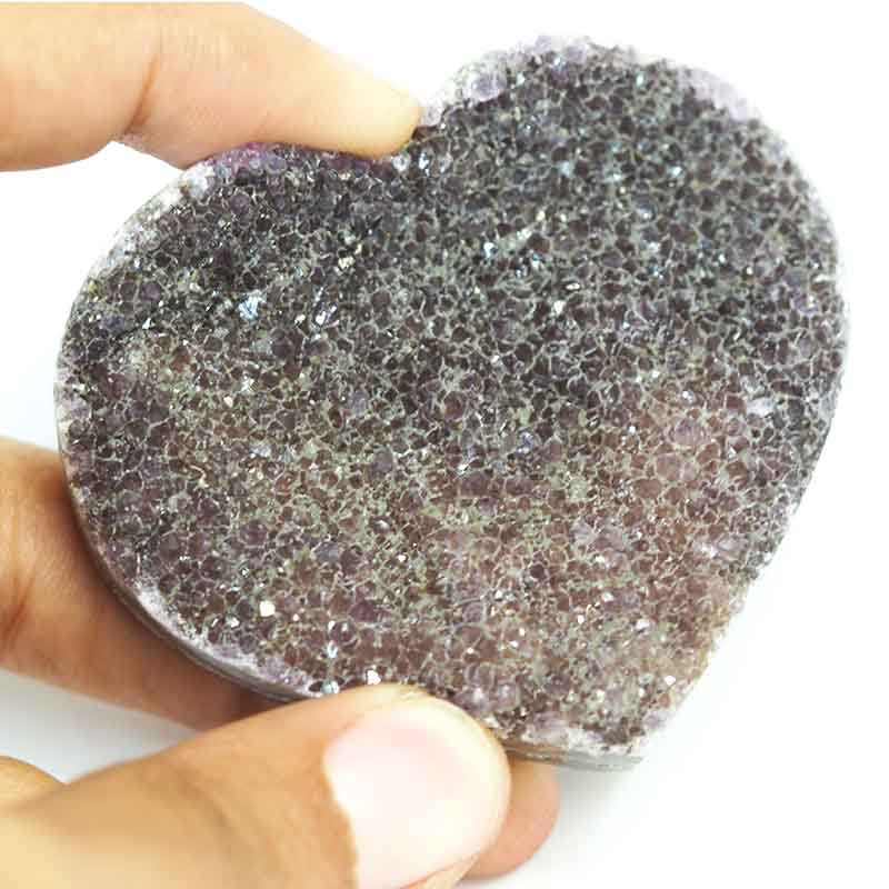 Natural Amethyst Druzy Heart Shape - C3 4 Natural Amethyst Druzy Heart Shape