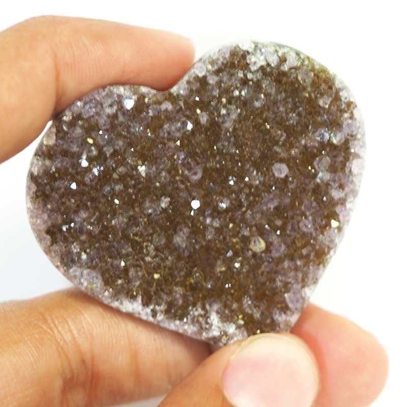 Natural Amethyst Druzy Heart Shape - A2 5 Natural Amethyst Druzy Heart Shape