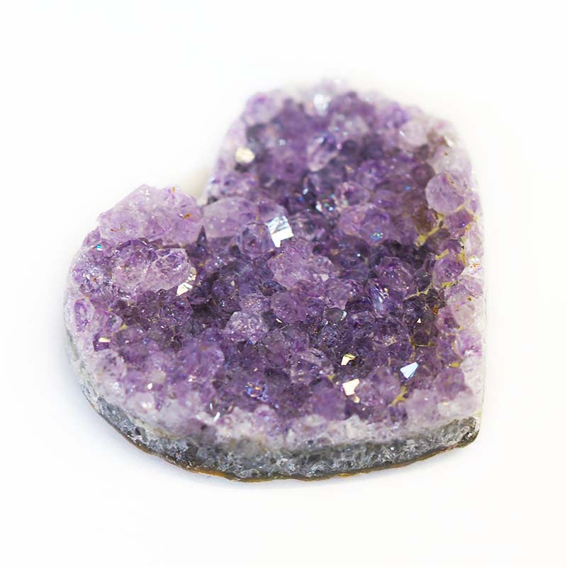 Natural Amethyst Druzy Heart Shape - B4 3 Natural Amethyst Druzy Heart Shape