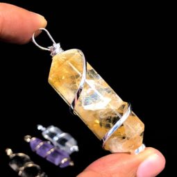 Terminated Point Gemstones Pendants - 4 Pieces