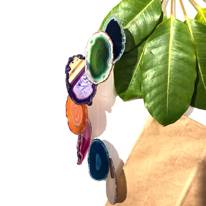 Agate Wind Chime- Mulitcolour - Medium 8 Wind Chime Brazil Agate Colorful Slices