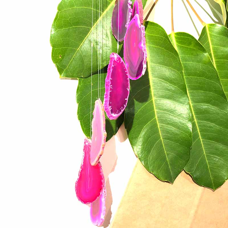 Agate Wind Chime- Pink – Medium 7 Wind Chime Brazil Agate Pink Slices