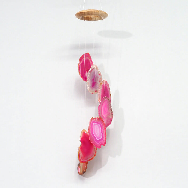 Agate Wind Chime- Pink – Medium 3 Wind Chime Brazil Agate Pink Slices - MD | Himalayan Salt Factory