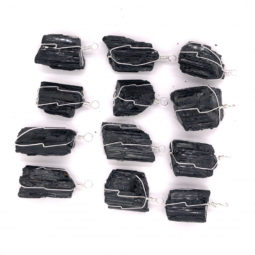 10 Black tourmaline Pendants wire wrap BR 2492 1 | Himalayan Salt Factory