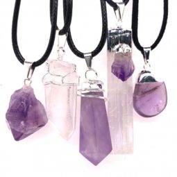 5 Pc Amethyst Crystal lovers pendants [JE05] 5 | Himalayan Salt Factory