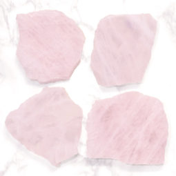 Freeform Sliced Rose Quartz Polished Coaster Set 4 | Himalayan Salt Factory
