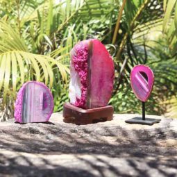 Pink Agate Crystal Set – 3 Units [SET14] | Himalayan Salt Factory