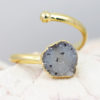 Raw Druzy Gemstone in electroformed gold Plated Ring [JE09] 1 | Himalayan Salt Factory